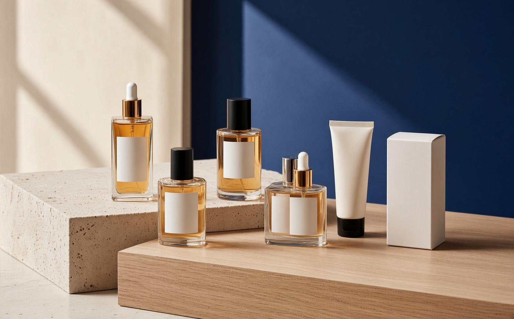 Premium beauty products arranged on a working table