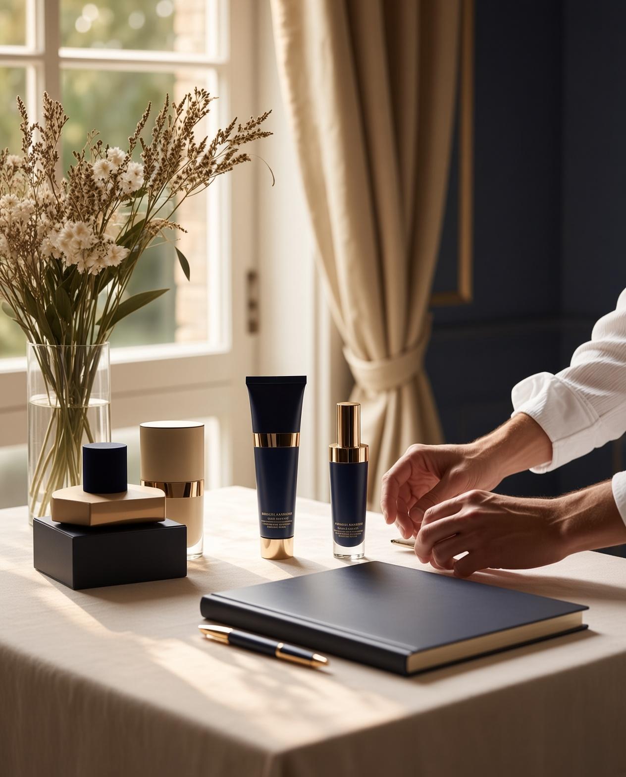 Premium beauty products on a working table
